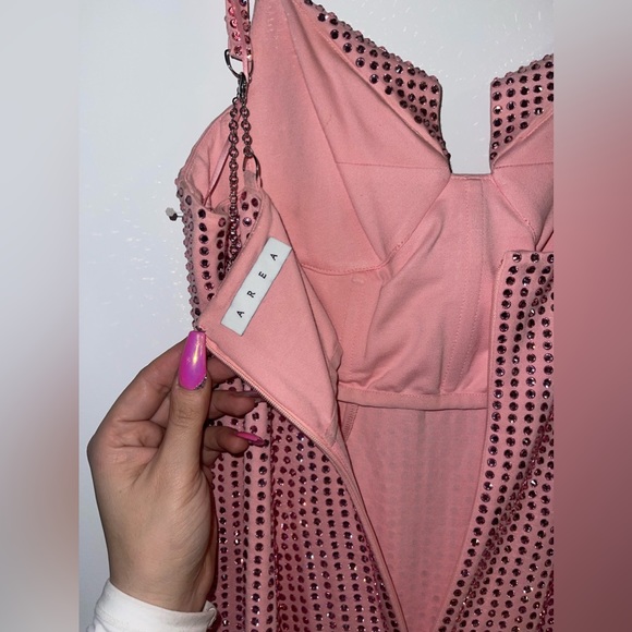 AREA PINK CRYSTAL EMBELLISHED GOWN DRESS - Picture 8 of 10